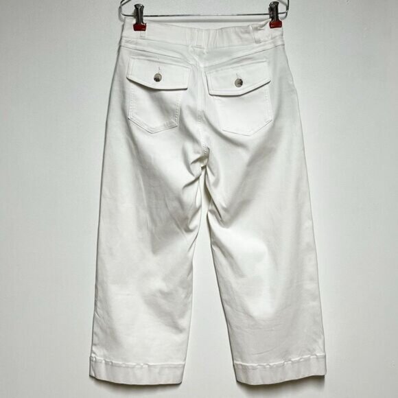 New Spanx Stretch Twill Cropped Wide Leg White Sz M - Picture 7 of 10